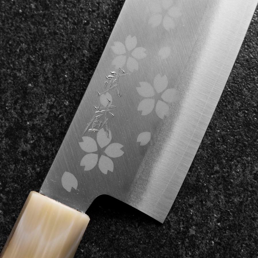 Nakiri VG-10 Poliert Sakura Büffelhorn und Dunkelrosa Ahornholz Griff 165mm - Image 3