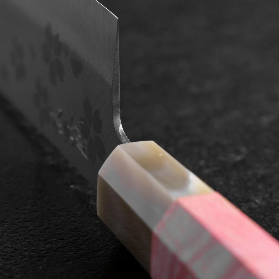 Nakiri VG-10 Poliert Sakura Büffelhorn und Dunkelrosa Ahornholz Griff 165mm - Image 4