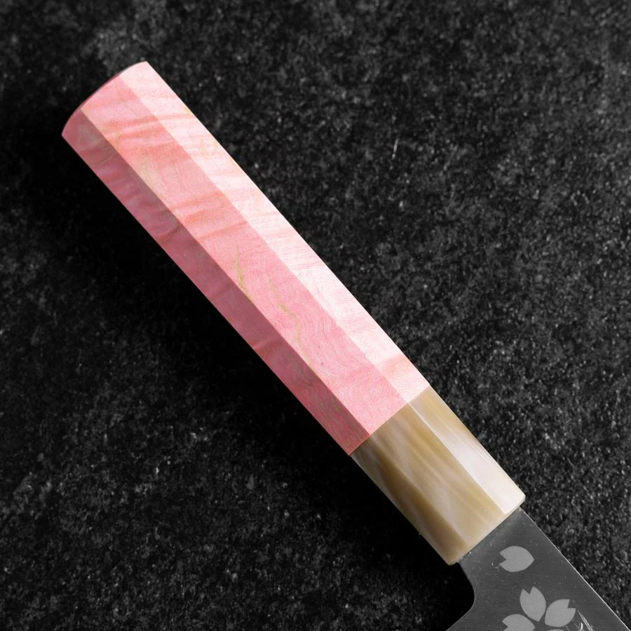 Nakiri VG-10 Poliert Sakura Büffelhorn und Dunkelrosa Ahornholz Griff 165mm - Image 6