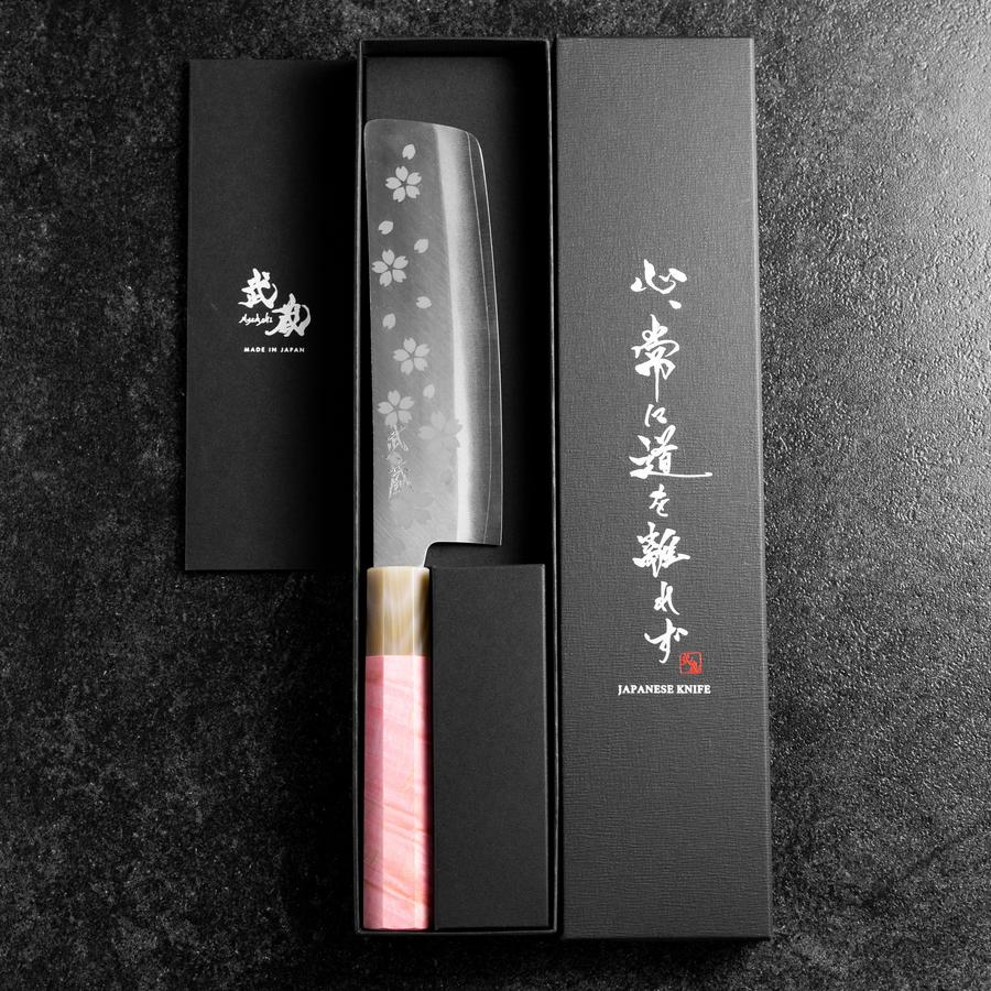 Nakiri VG-10 Poliert Sakura Büffelhorn und Dunkelrosa Ahornholz Griff 165mm - Image 8