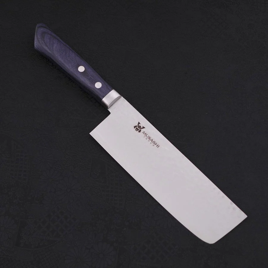 Nakiri VG-10 Tsuchime Damast Dunkelblauer Westlicher Griff 165mm