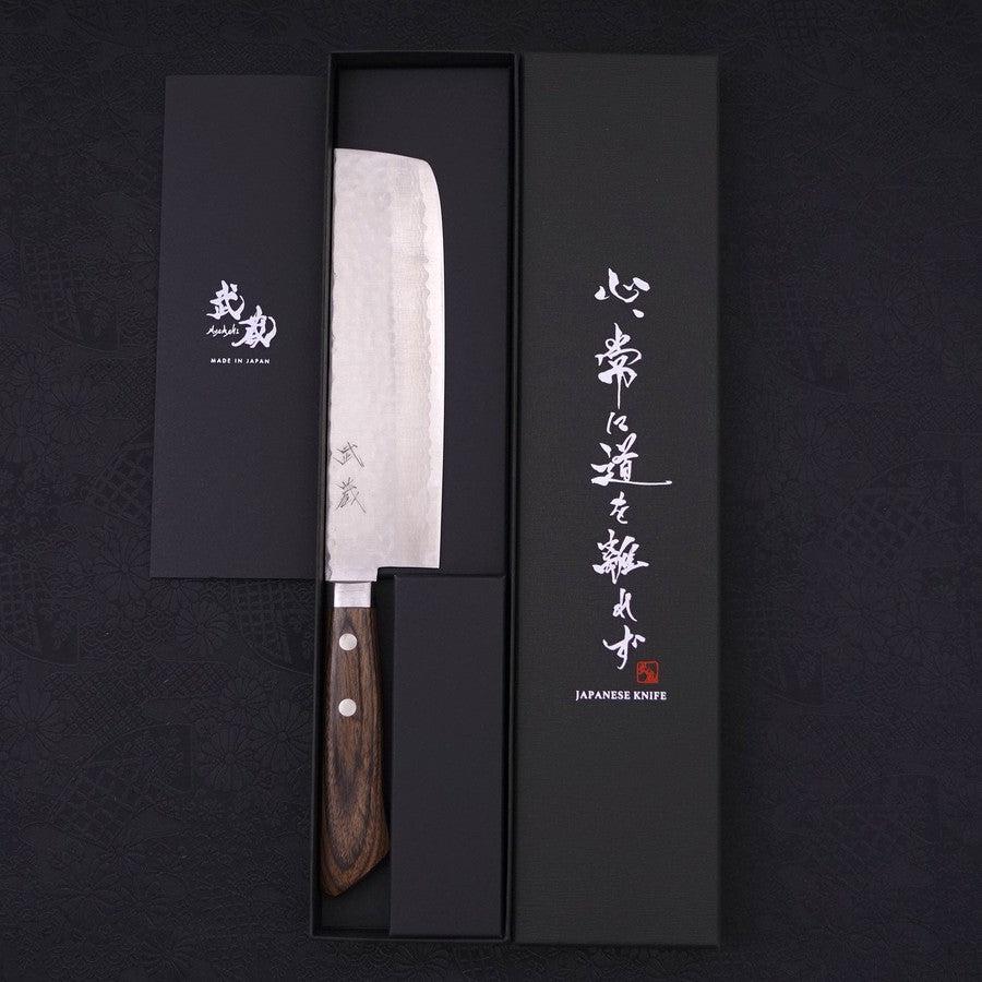Nakiri VG-10 Tsuchime Damast Brauner Westlicher Griff 165mm - Image 8