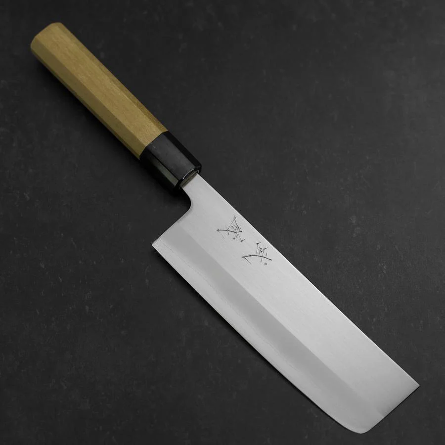 Nakiri White Steel #1 Edelstahlummantelung Büffelhorn und Magnolienholz Griff 165mm