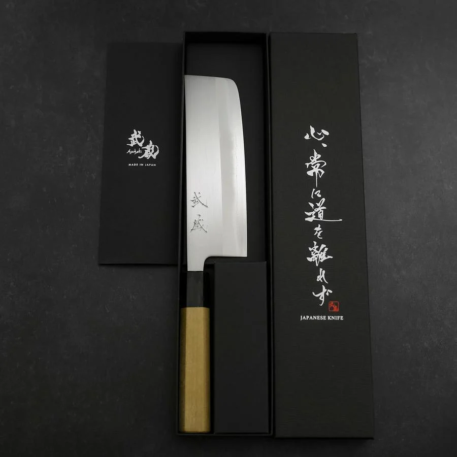Nakiri White Steel #1 Edelstahlummantelung Büffelhorn und Magnolienholz Griff 165mm - Image 8