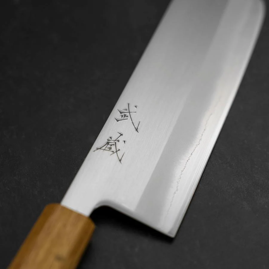 Nakiri White Steel #1 Edelstahlummantelung Poliert Eichenholz Griff 165mm - Image 3