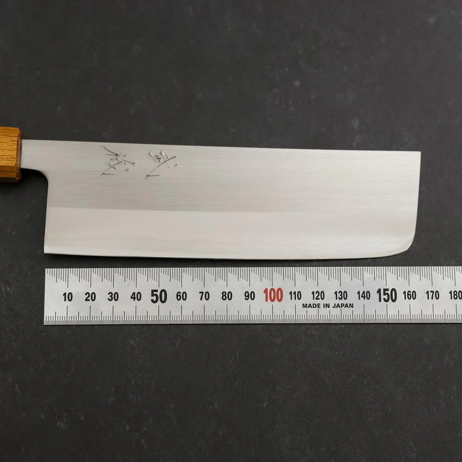 Nakiri White Steel #1 Edelstahlummantelung Poliert Eichenholz Griff 165mm - Image 7