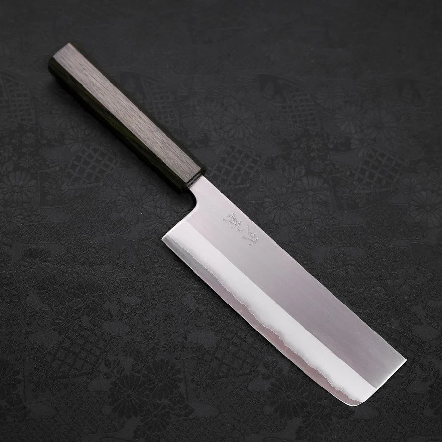 Nakiri White Steel #1 Edelstahlummantelung Poliert Grüner Urushi Griff 165mm
