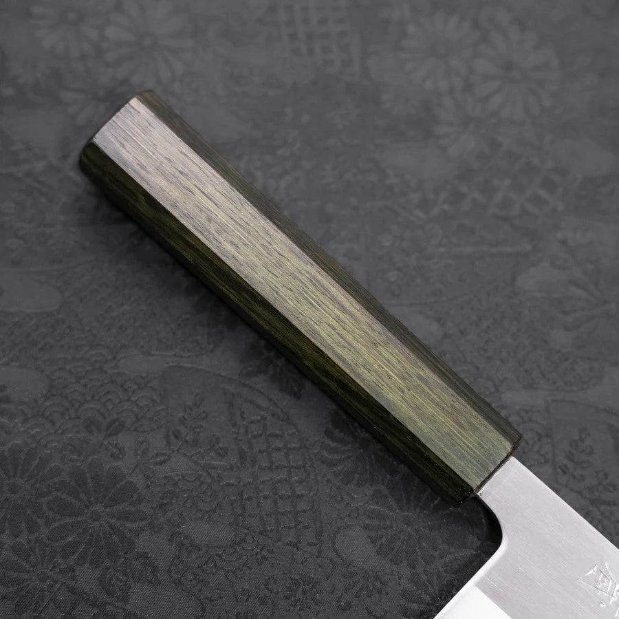 Nakiri White Steel #1 Edelstahlummantelung Poliert Grüner Urushi Griff 165mm - Image 5