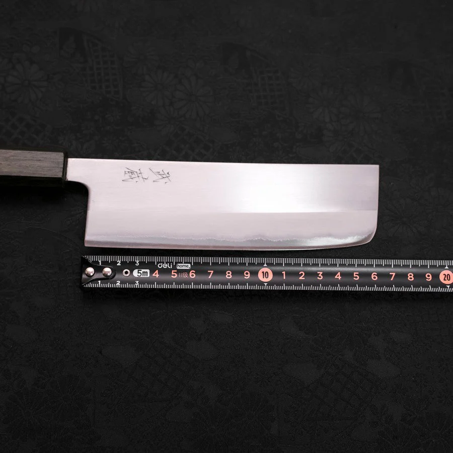 Nakiri White Steel #1 Edelstahlummantelung Poliert Grüner Urushi Griff 165mm - Image 6