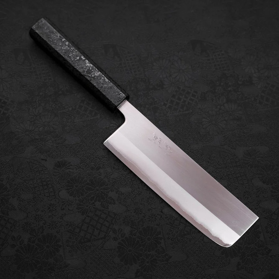 Nakiri White Steel #1 Poliert Schwarzer Ishime Urushi Griff 165mm