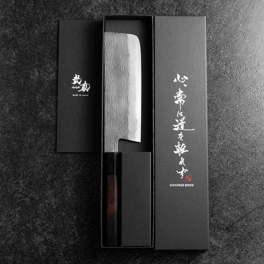 Nakiri White Steel #1 Tsuchime Büffelhorn und Ebenholz Griff 165mm - Image 8