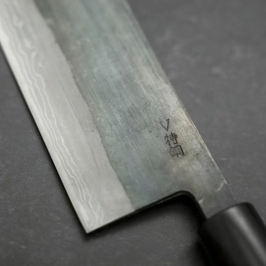 Nakiri White Steel #2 Damast Büffelhorn und Magnolienholz Griff 165mm - Image 3