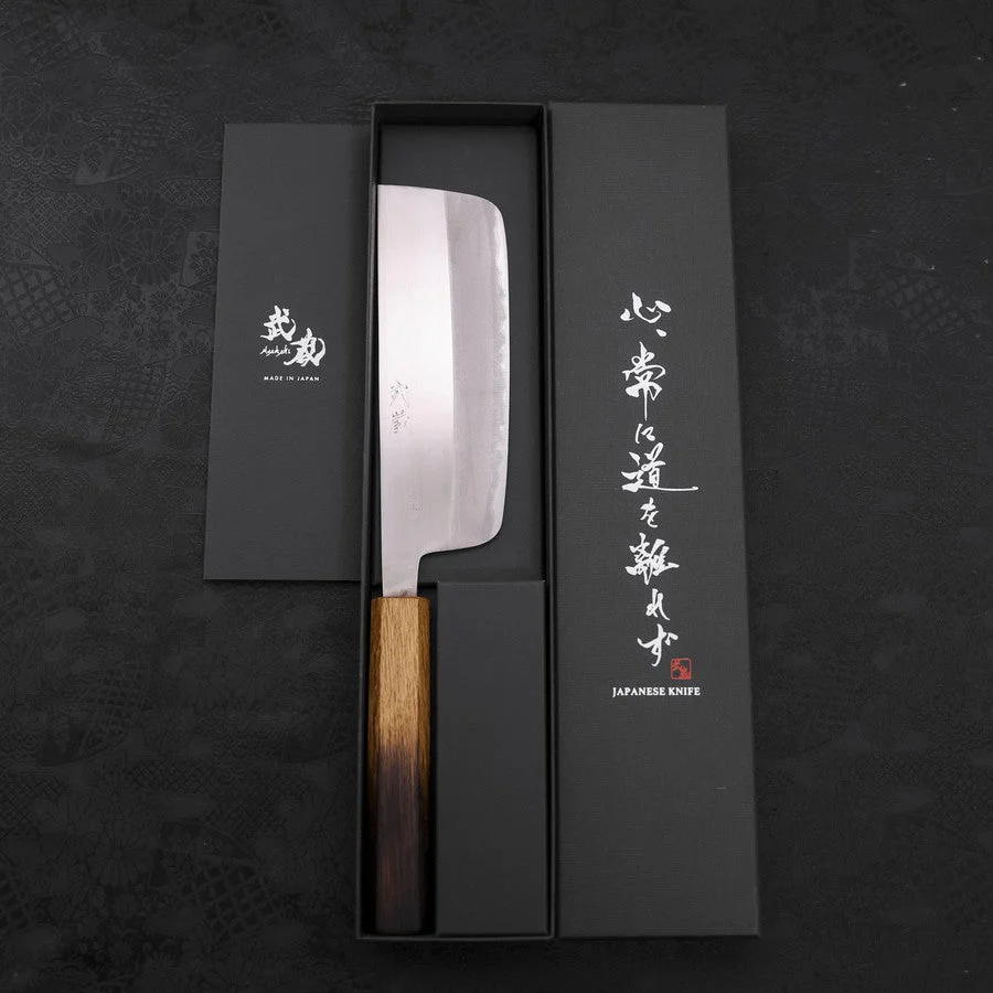 Nakiri White Steel #2 Edelstahlummantelung Poliert Yaki Urushi Griff 165mm - Image 8