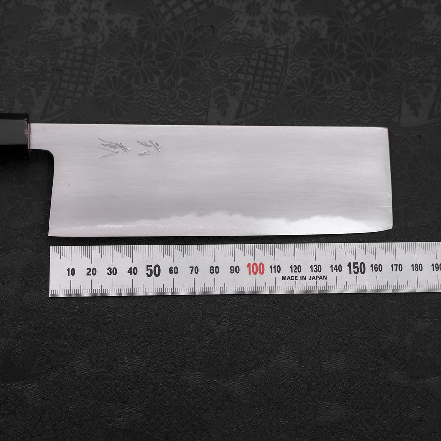 Nakiri White Steel #2 Kasumi Büffelhorn und Teakholz Griff 165mm - Image 7
