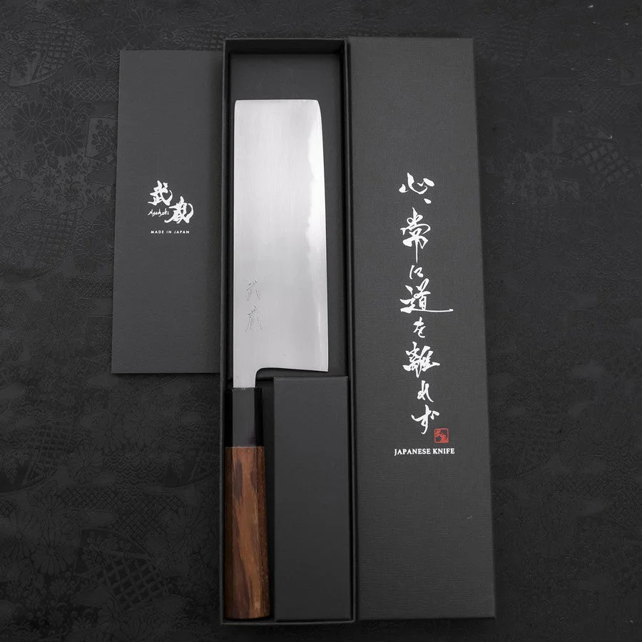 Nakiri White Steel #2 Kasumi Büffelhorn und Teakholz Griff 165mm - Image 8