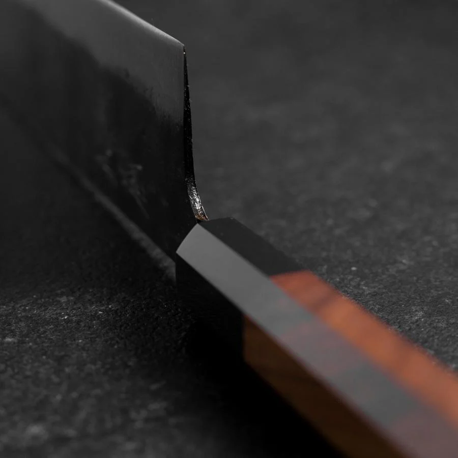 Nakiri White Steel #2 Kurouchi Büffelhorn und Bubinga Griff 165mm - Image 4