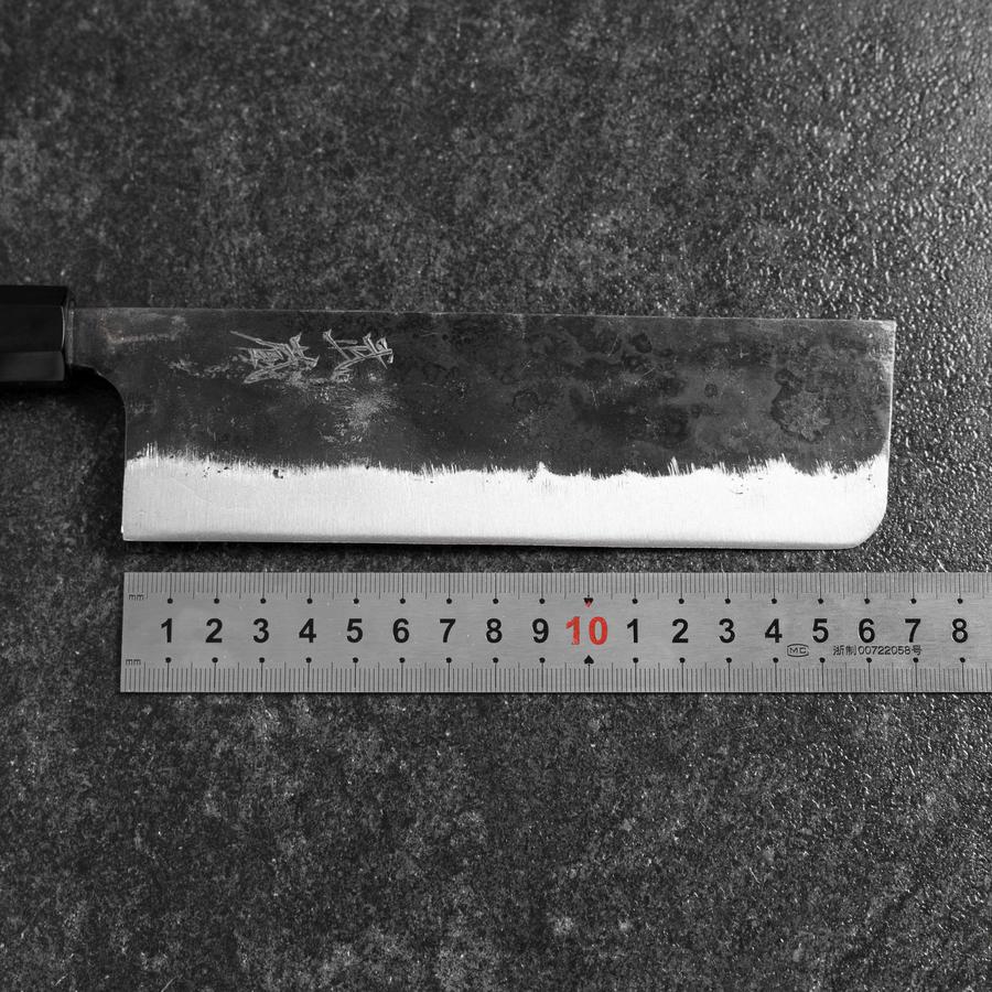 Nakiri White Steel #2 Kurouchi Büffelhorn und Bubinga Griff 165mm - Image 7
