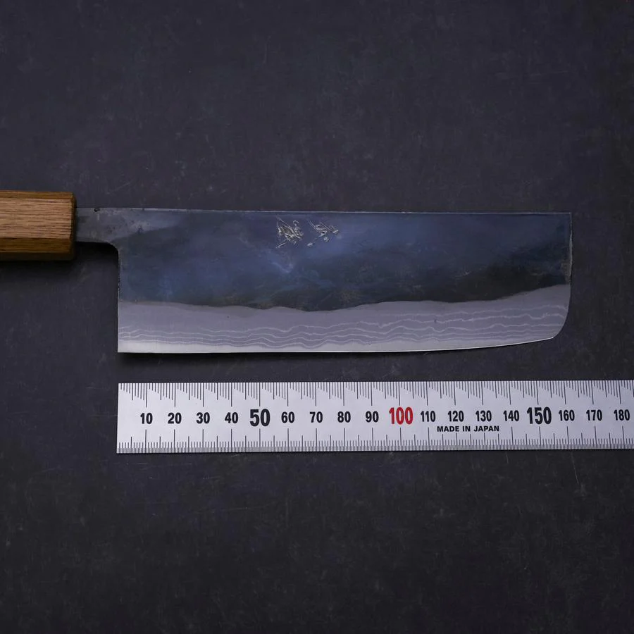 Nakiri White Steel #2 Kurouchi Damast Yaki Urushi Griff 165mm - Image 7