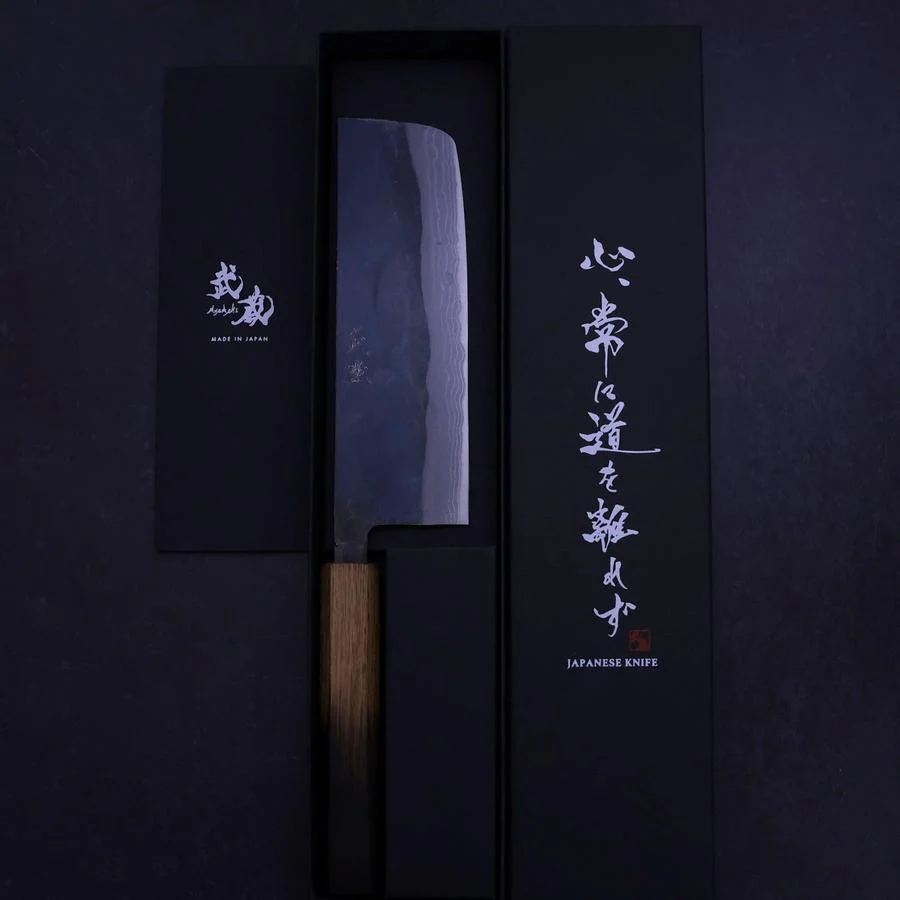 Nakiri White Steel #2 Kurouchi Damast Yaki Urushi Griff 165mm - Image 8