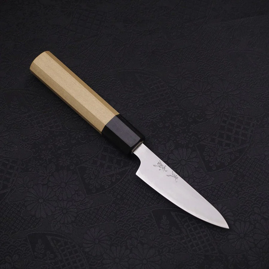 Schälmesser White Steel #1 Poliert Büffelhorn und Magnolienholz Griff 80mm