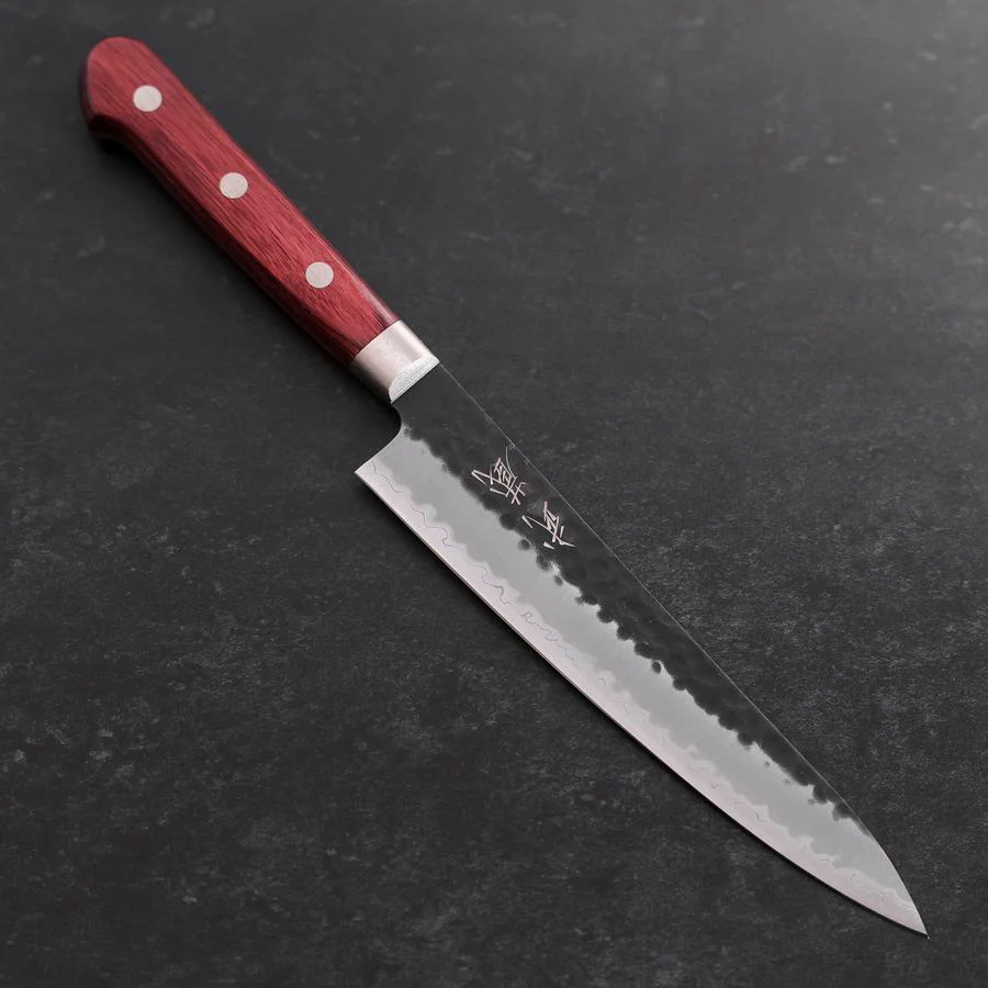 Petty Aogami Super Edelstahlummantelung Kurouchi Tsuchime Roter Westlicher Griff 150mm