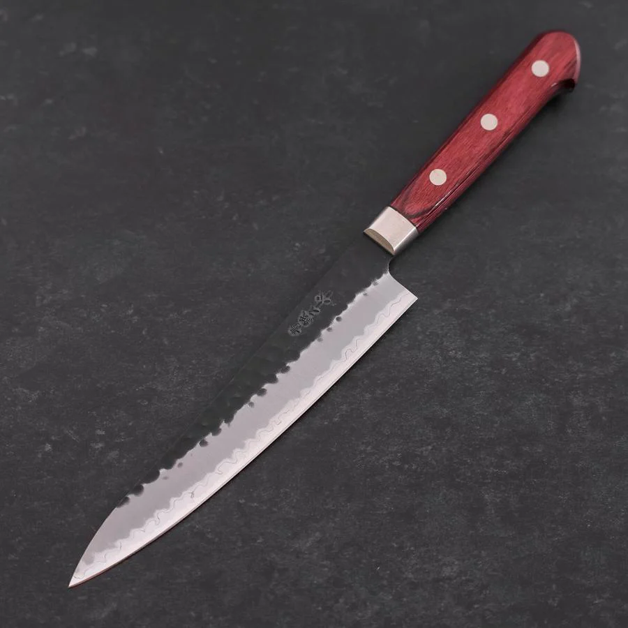 Petty Aogami Super Edelstahlummantelung Kurouchi Tsuchime Roter Westlicher Griff 150mm - Image 2
