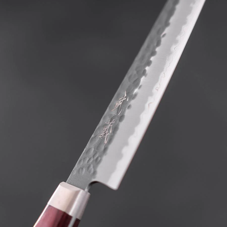 Petty Aogami Super Edelstahlummantelung Kurouchi Tsuchime Roter Westlicher Griff 150mm - Image 3
