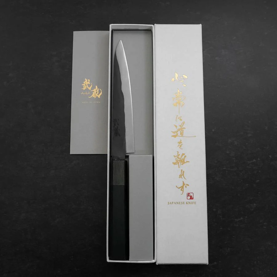 Petty Blue Steel #1 Edelstahlummantelung Kurouchi Schwarz-Blauer Urushi Griff 150mm - Image 8