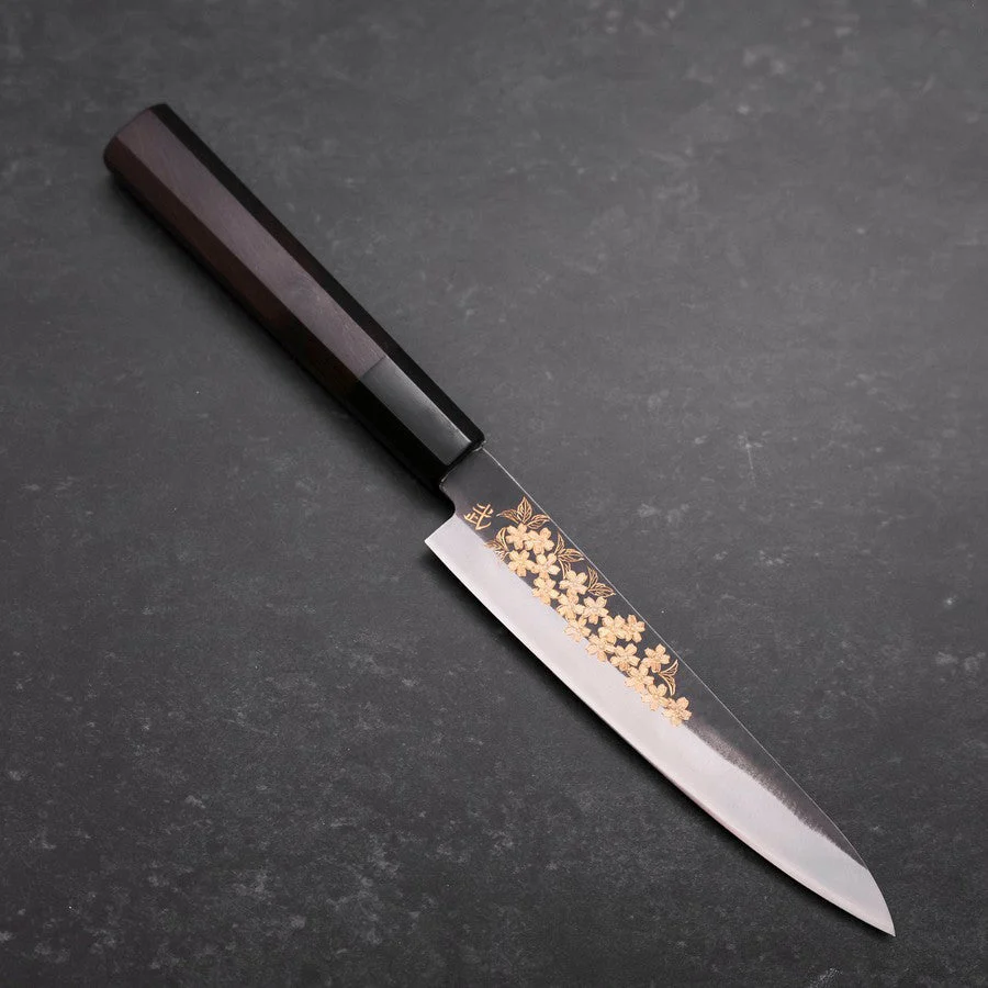 Petty Blue Steel #1 Kurouchi Chokin "Sakura" Büffelhorn und Ebenholz Griff 150mm
