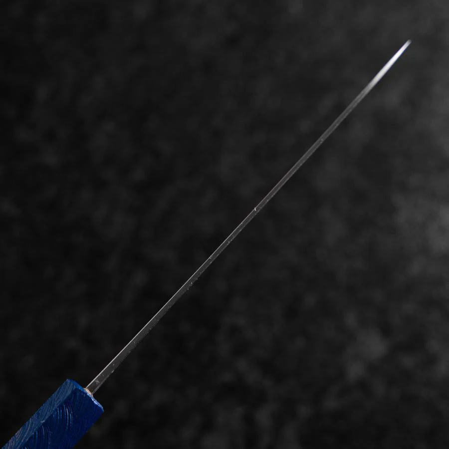 Petty Blue Steel #1 Edelstahlummantelung Kurouchi Blauer Urushi Griff 150mm - Image 5
