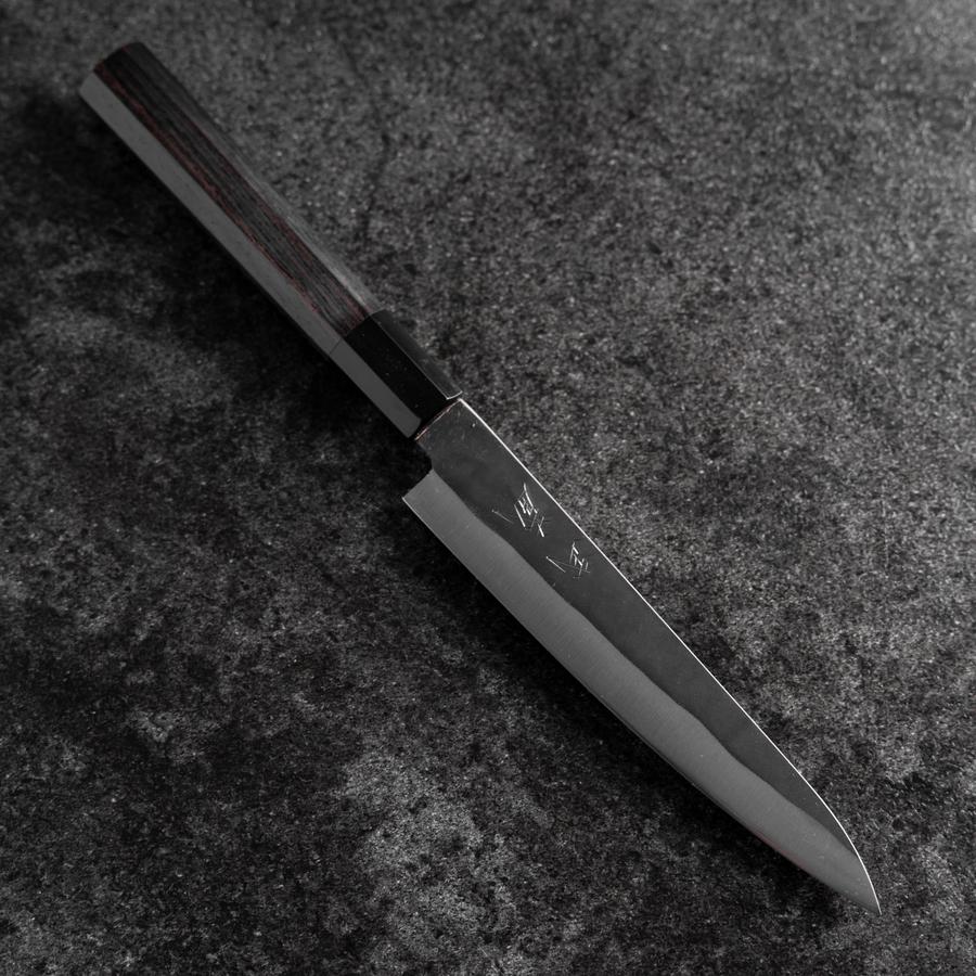 Petty Blue Steel #1 Edelstahlummantelung Kurouchi Büffelhorn und Ebenholz Griff 150mm