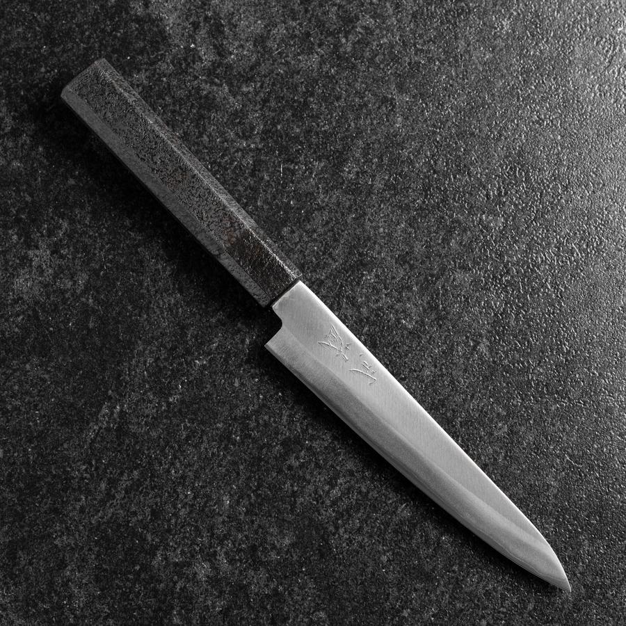Petty Blue Steel #1 Edelstahlummantelung Poliert Schwarzer Urushi Griff 150mm