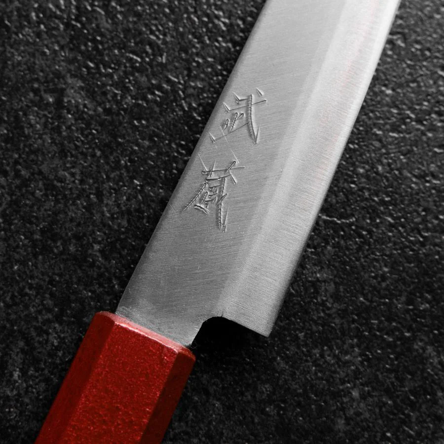 Petty Blue Steel #1 Edelstahlummantelung Poliert Rot-Schwarzer Urushi Griff 150mm - Image 3