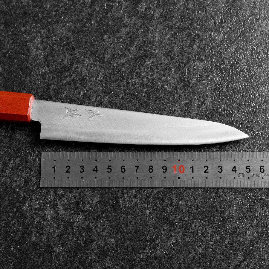 Petty Blue Steel #1 Edelstahlummantelung Poliert Rot-Schwarzer Urushi Griff 150mm - Image 7