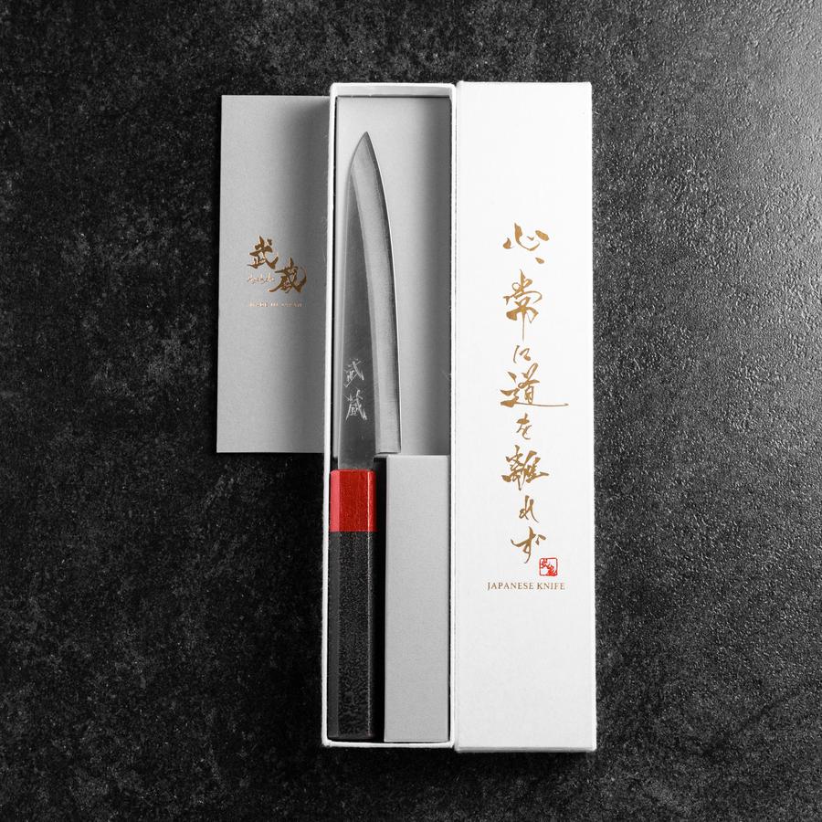 Petty Blue Steel #1 Edelstahlummantelung Poliert Rot-Schwarzer Urushi Griff 150mm - Image 8