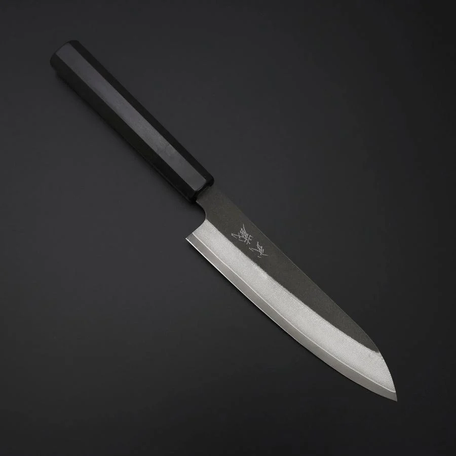 Petty Kobalt Edelstahl HRC62 Kurouchi Damast Büffelhorn und Ebenholz Griff 150mm