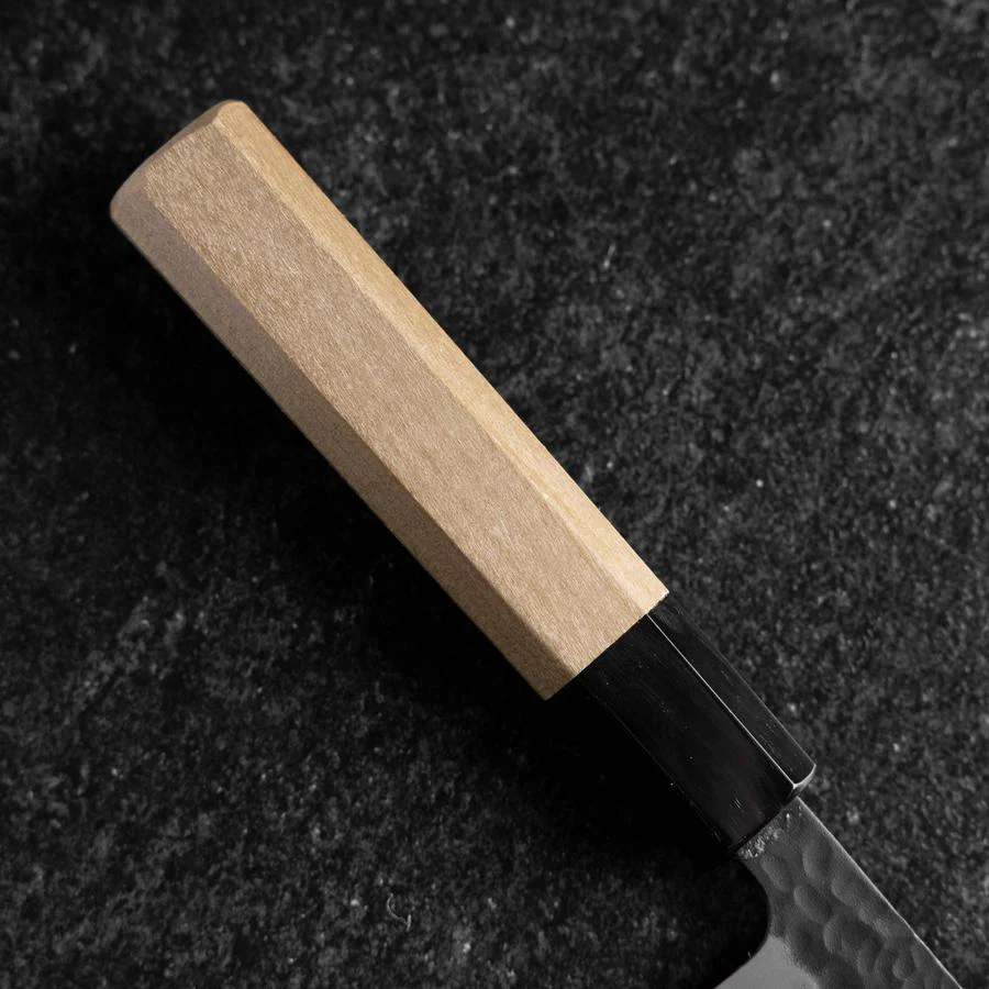 Petty Edelstahlummantelung Blue Super Kurouchi Tsuchime Büffelhorn und Magnolienholz Griff 150mm - Image 6