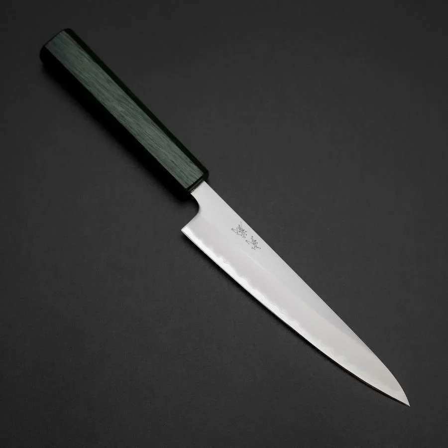 Petty Edelstahlummantelung White Steel #1 Poliert Grüner Urushi Griff 150mm