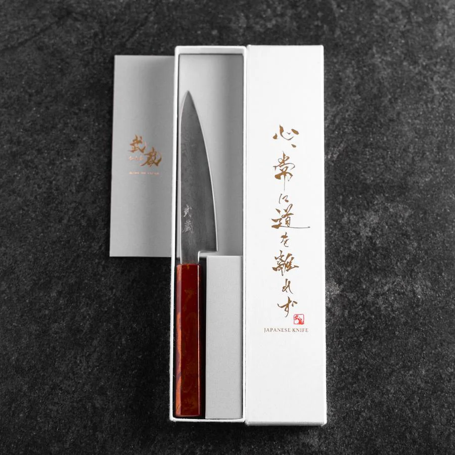Petty VG-10 Damast Yamanaka Roter Urushi Griff 135mm - Image 8