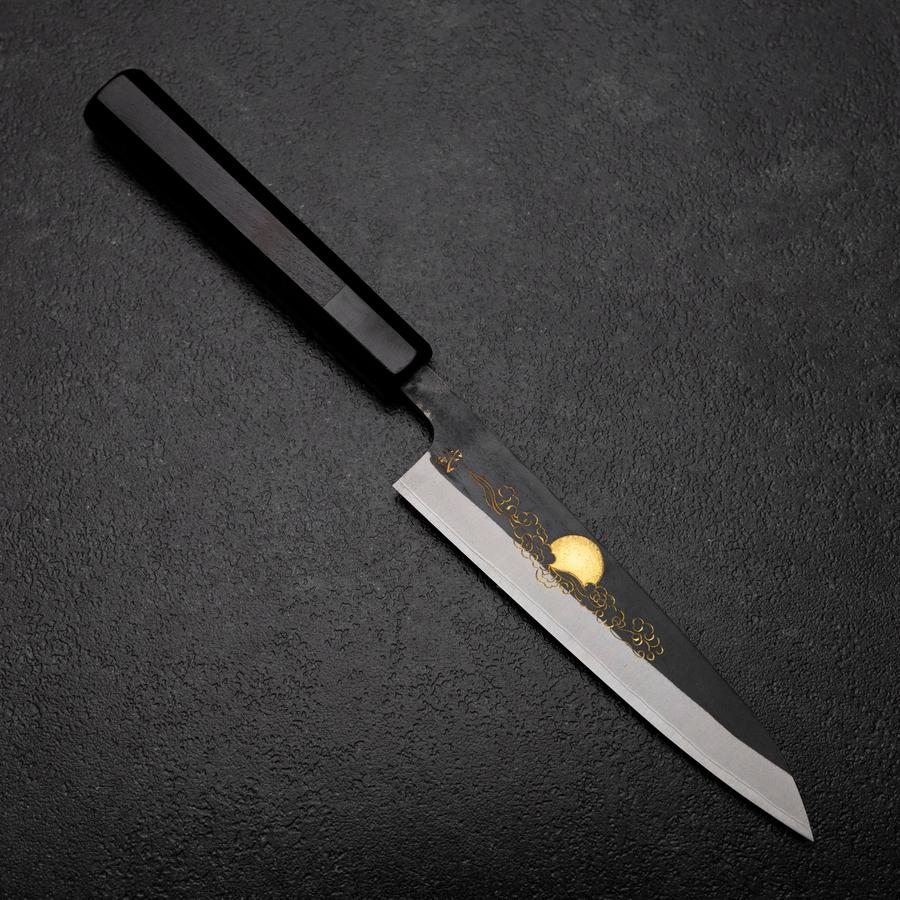 Petty White Steel #2 Edelstahlummantelung Kurouchi Chokin Sonne im Wolkenmeer Büffelhorn und Ebenholz Griff 150mm