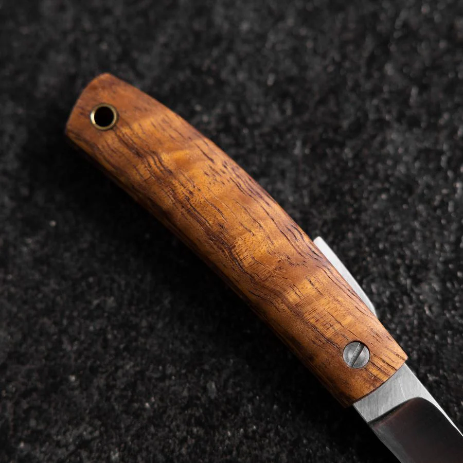 Taschenmesser AUS-8 Hawaiian Koa Outdoor-Messer 55mm mit Lederscheide - Image 5