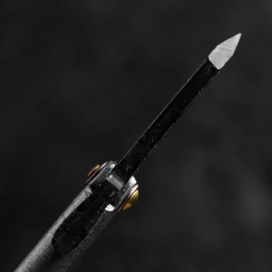Taschenmesser White Steel #2 45mm Carbon Kurouchi Tsuchime Knifegata mit Paulownia Holz-Box - Image 4