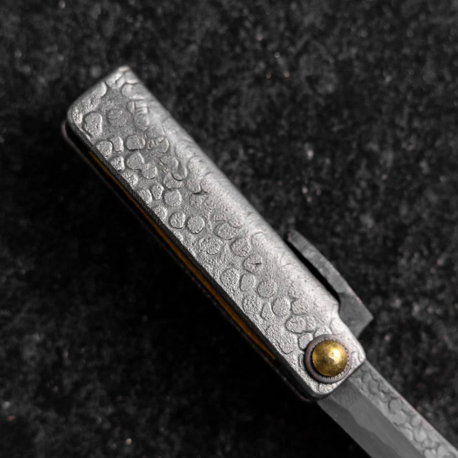 Taschenmesser White Steel #2 45mm Carbon Kurouchi Tsuchime Knifegata mit Paulownia Holz-Box - Image 5