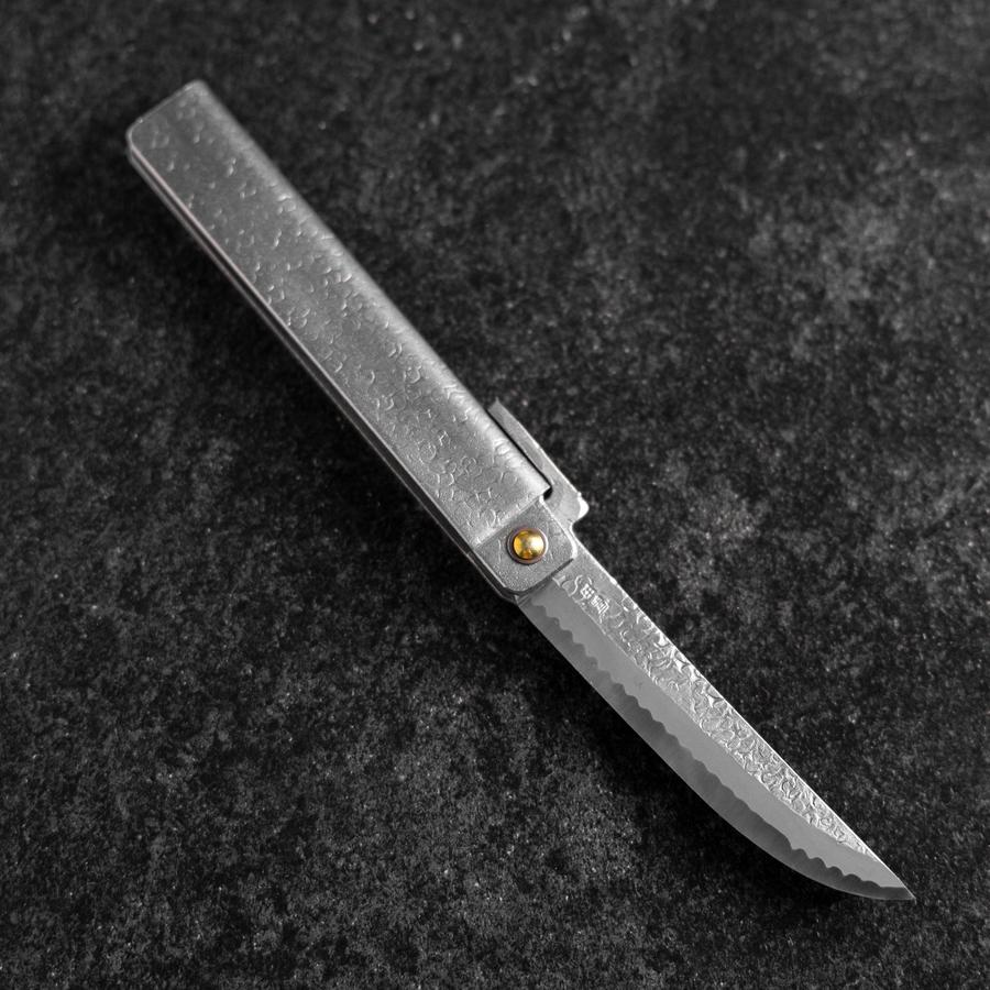Taschenmesser White Steel #2 90mm Carbon Tsuchime Kengata mit Paulownia-Holzbox