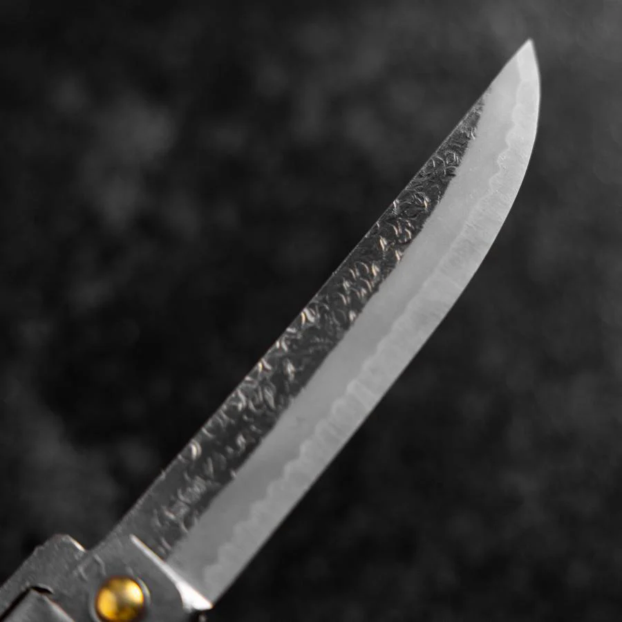 Taschenmesser White Steel #2 90mm Carbon Tsuchime Kengata mit Paulownia-Holzbox - Image 3