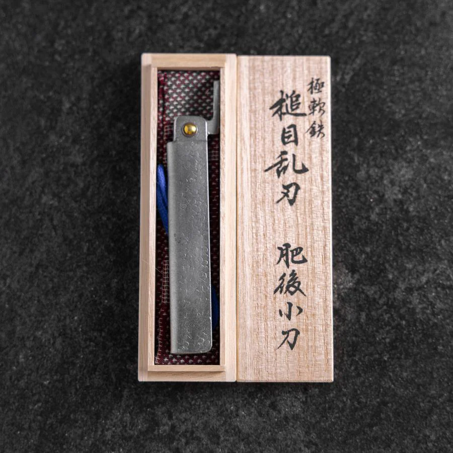 Taschenmesser White Steel #2 90mm Carbon Tsuchime Kengata mit Paulownia-Holzbox - Image 7
