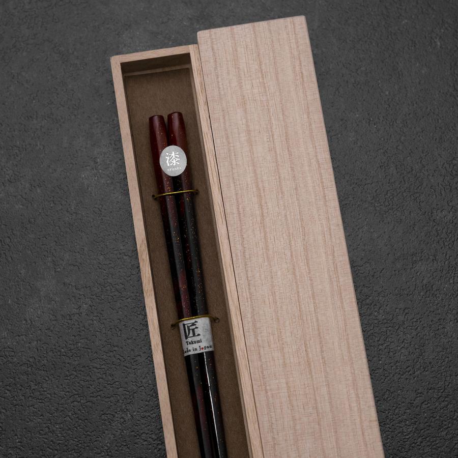 Rokkaku Akira (hexagon) Rote Lackierte Essstäbchen 215mm mit Paulownia-Holzbox - Image 3