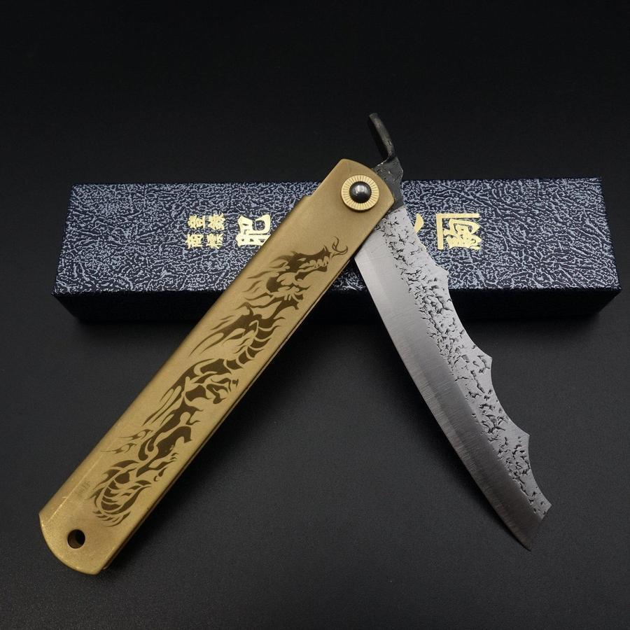 Higonokami Ryubu-Drache Messing Blue Steel 100mm - Image 5