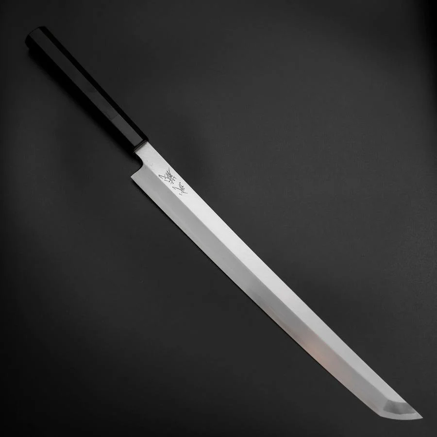 Sakimaru Takohiki Blue Steel #2 Kasumi Büffelhorn und Ebenholz Griff 320mm