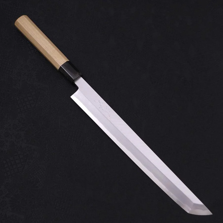 Sakimaru Takohiki Blue Steel #2 Kasumi Büffelhorn und Magnolienholz Griff 270mm